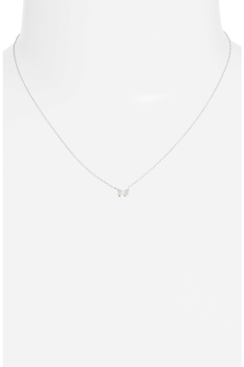 Mini Butterfly Pendant Necklace, Alternate, color, SILVER