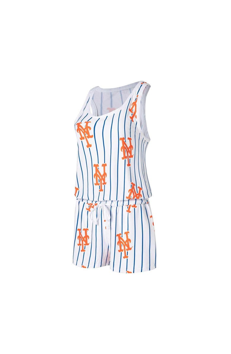 CONCEPTS SPORT Women's Concepts Sport White New York Mets Reel Pinstripe Knit Romper, Main, color, White