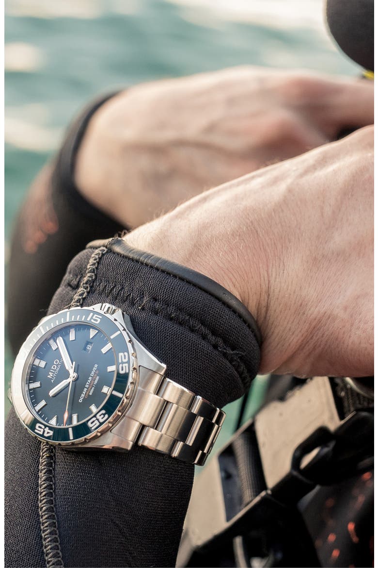 Ocean Star Diver Automatic Bracelet Watch, 43.5mm, Alternate, color, SILVER/BLUE
