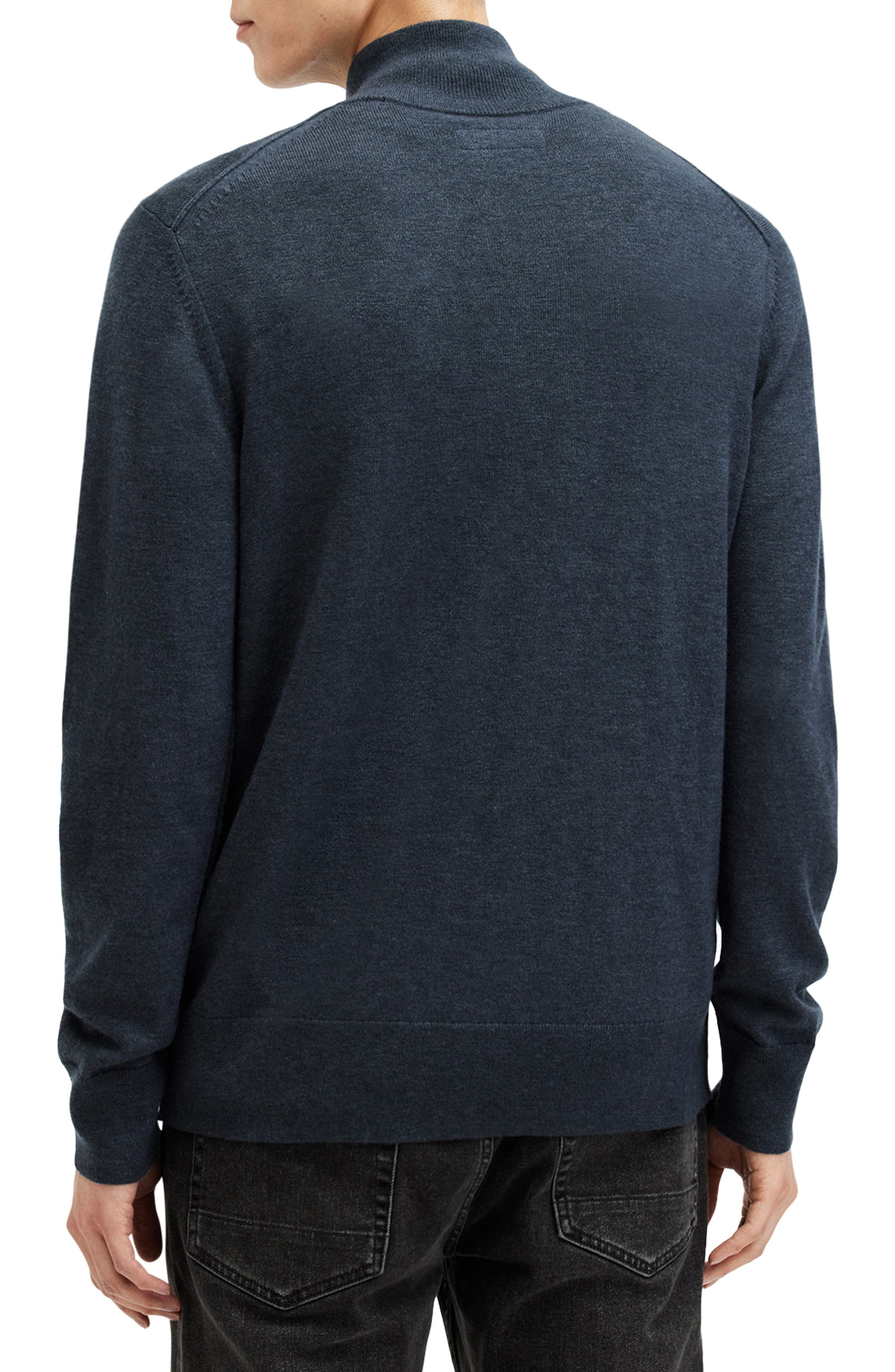 AllSaints Kilburn Funnel Neck Wool Blend Quarter Zip Sweater (Men