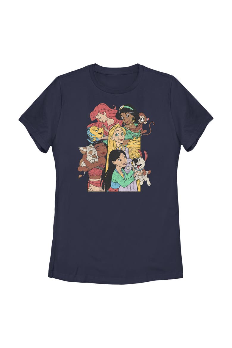 Women's Disney Princess Pets Distressed  Graphic T-Shirt, Main, color, Navy Blue