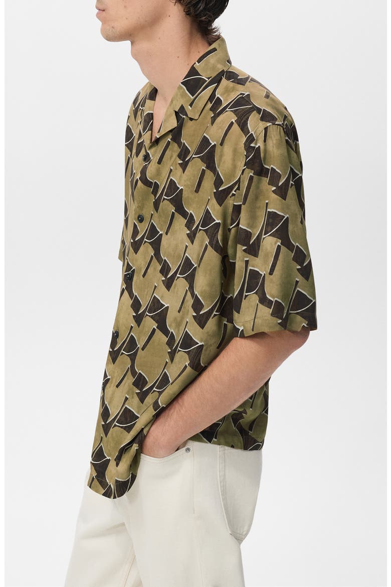 Abstract Print Camp Shirt, Alternate, color, OCHRE