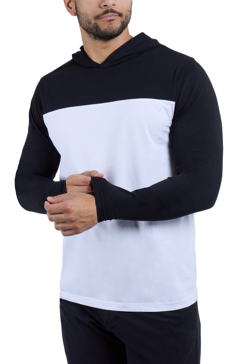 XRAY Colorblock Hooded Sweatshirt, Alternate, color, Black/ White