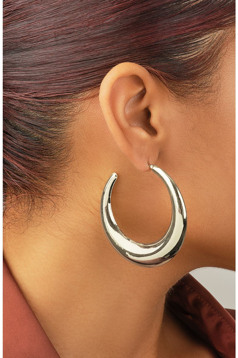 Trixie Tapered Hoop Earrings, Alternate, color, SILVER