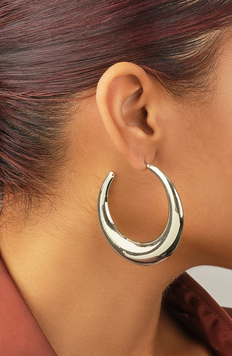 Sterling Forever Trixie Tapered Hoop Earrings, Alternate, color, 