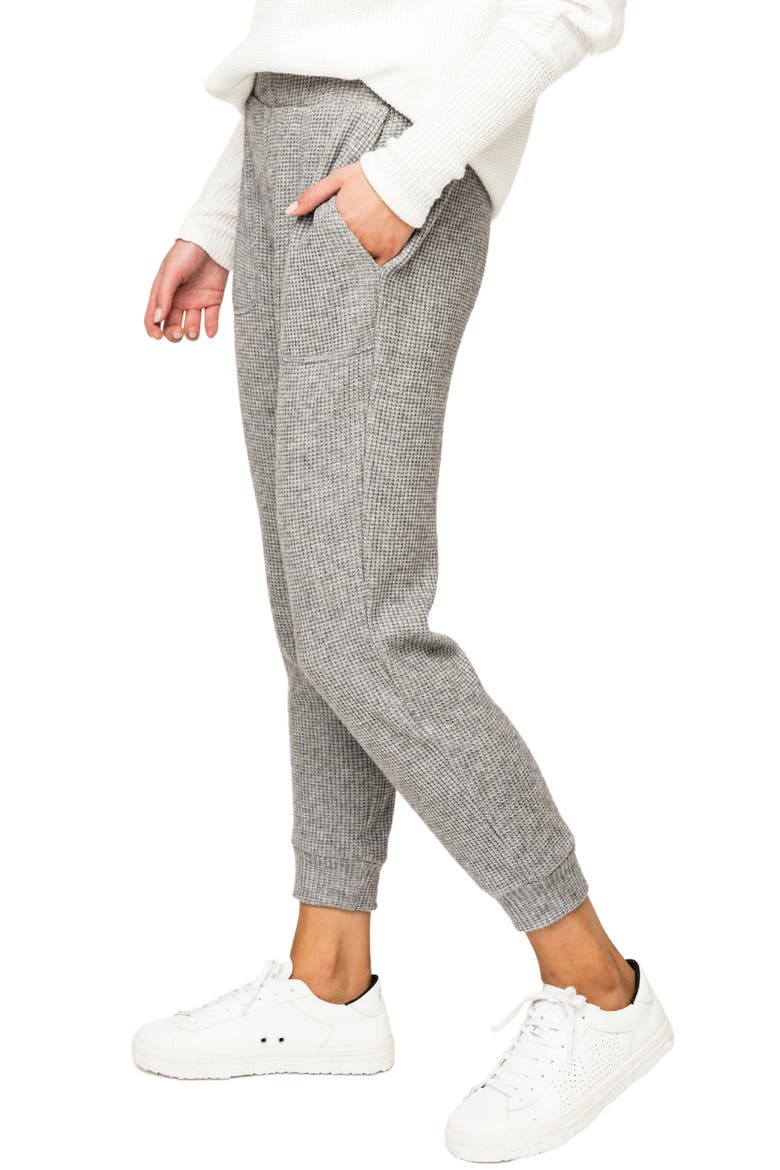 Thermal Knit Pocket Crop Joggers, Alternate, color, HEATHER GREY