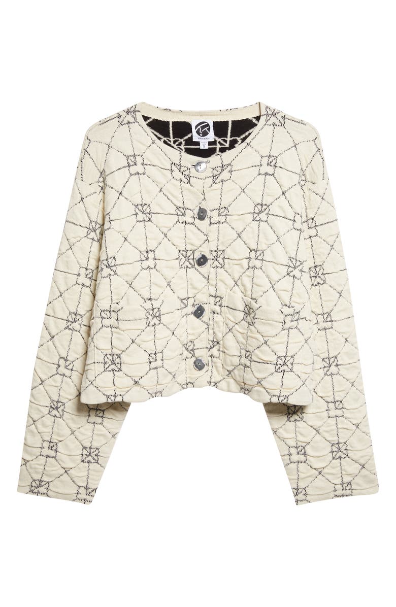 YanYan June Boxy Jacquard Cardigan, Alternate, color, Ivory