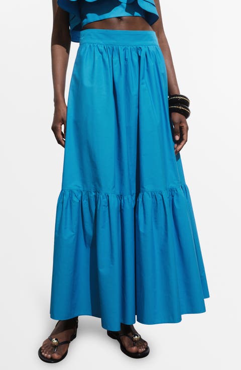 Tiered Cotton Maxi Skirt