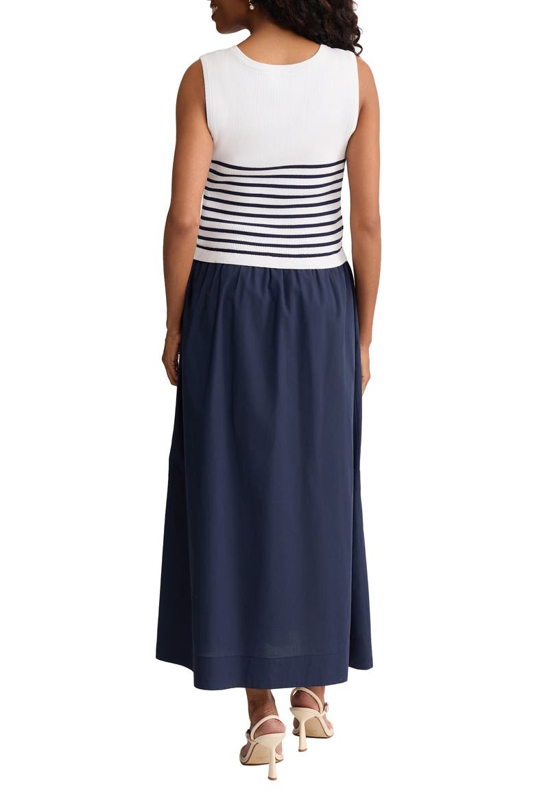 Sleeveless Mixed Media Maxi Dress, Alternate, color, PACIFIC NAVY MULTI