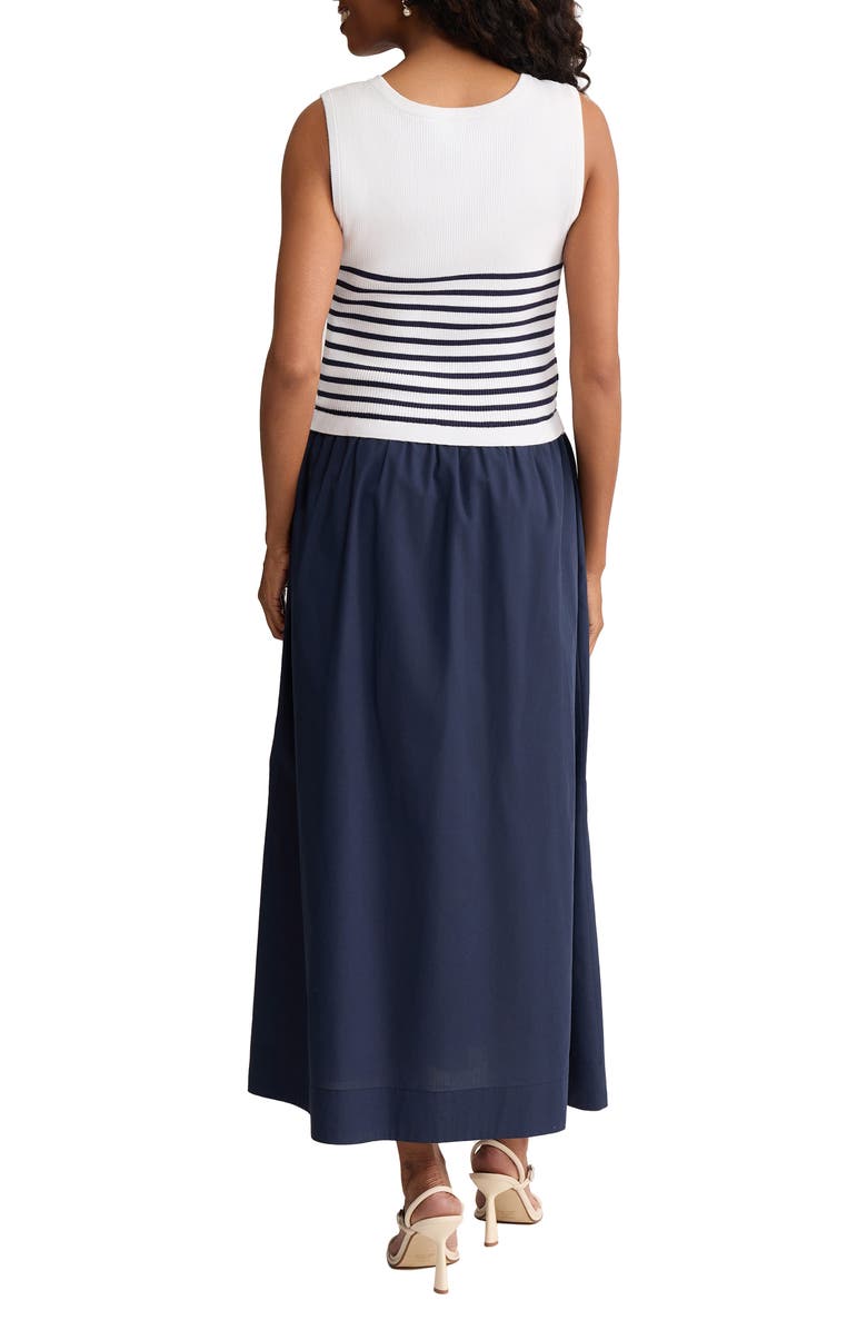 Jones New York Sleeveless Mixed Media Maxi Dress, Alternate, color, Pacific Navy Multi