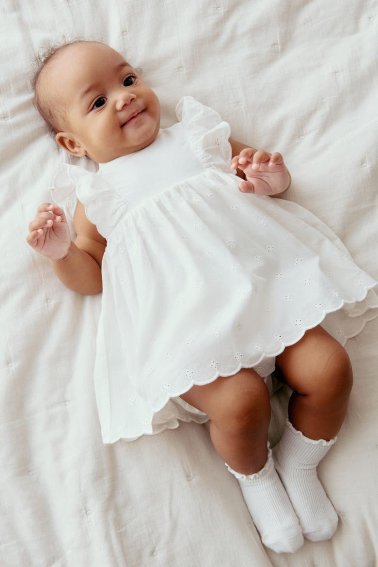 Frill-trimmed Bodysuit Dress, Alternate, color, White