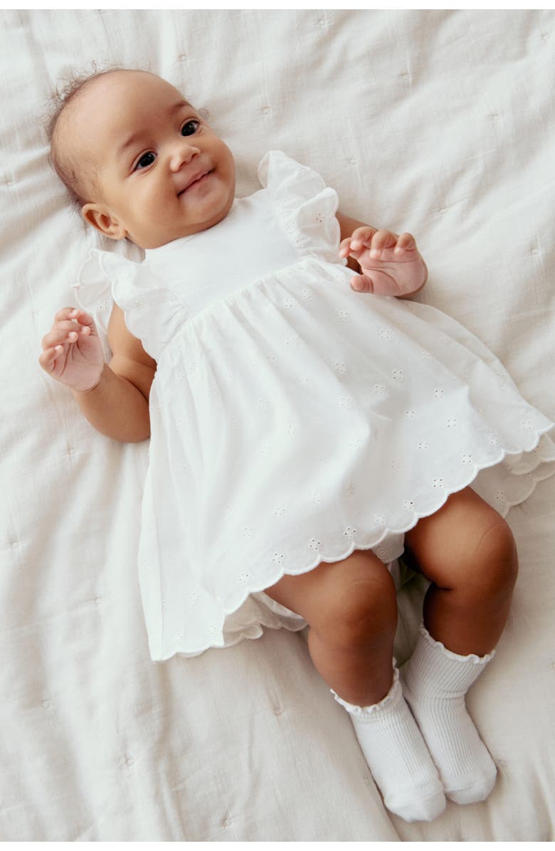 H&M Ruffle-trimmed bodysuit dress, Alternate, color, White