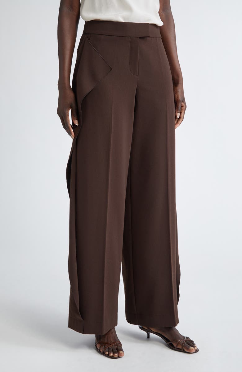 Jason Wu Collection Side Ruffle Straight Leg Crepe Pants, Main, color,
