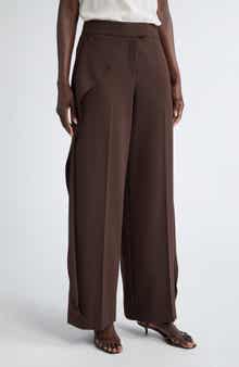 Jason Wu Collection Side Ruffle Straight Leg Crepe Pants