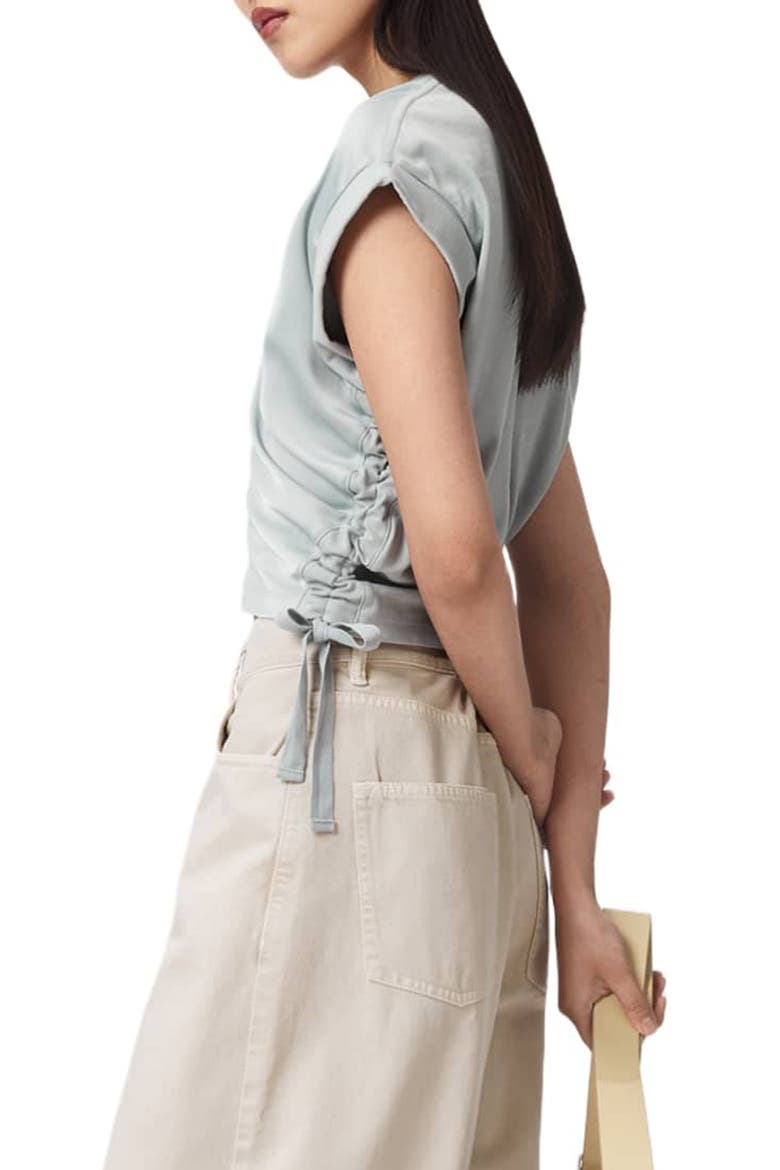 Mira Cinched Side Satin T-Shirt, Alternate, color, HIGH RISE BLUE
