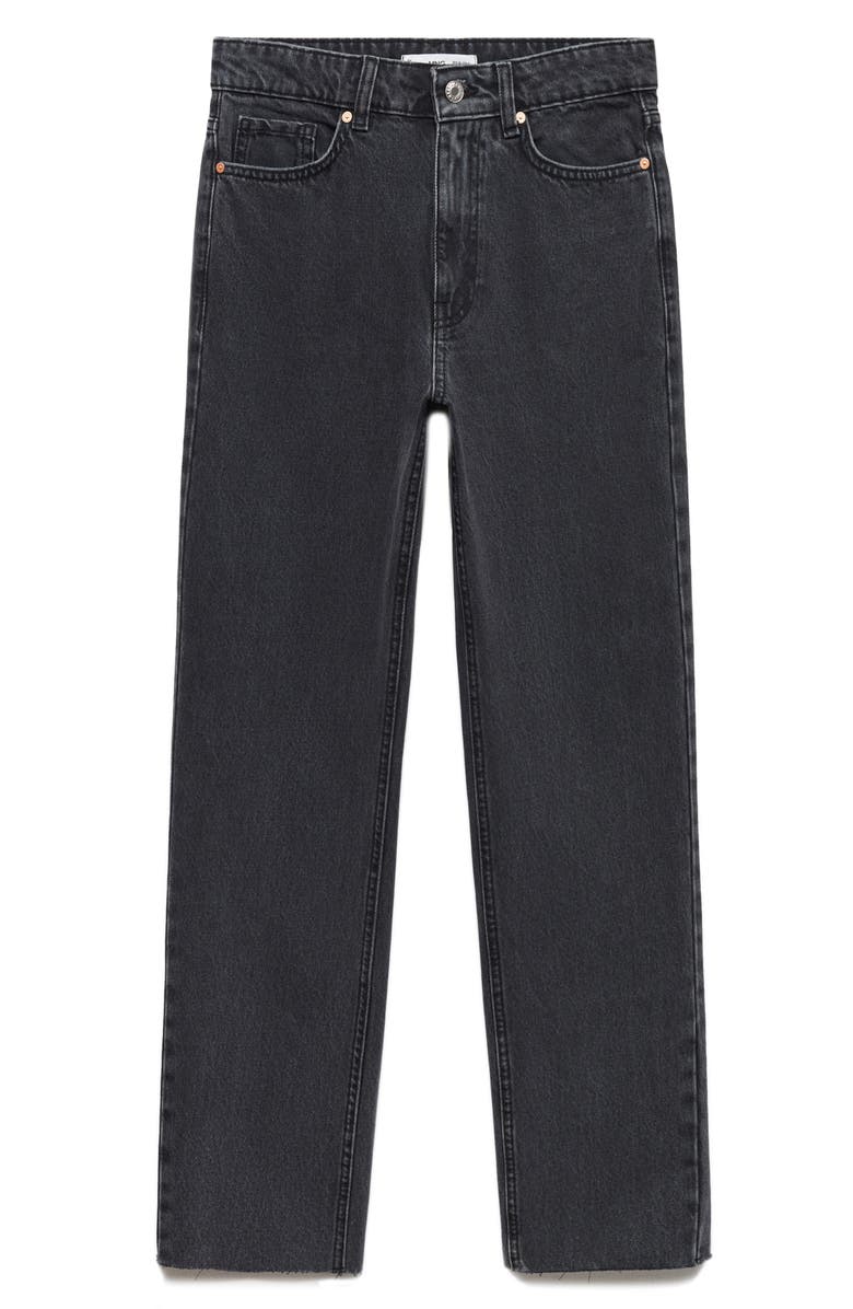 MANGO Raw Hem Crop Straight Leg Jeans, Alternate, color, 