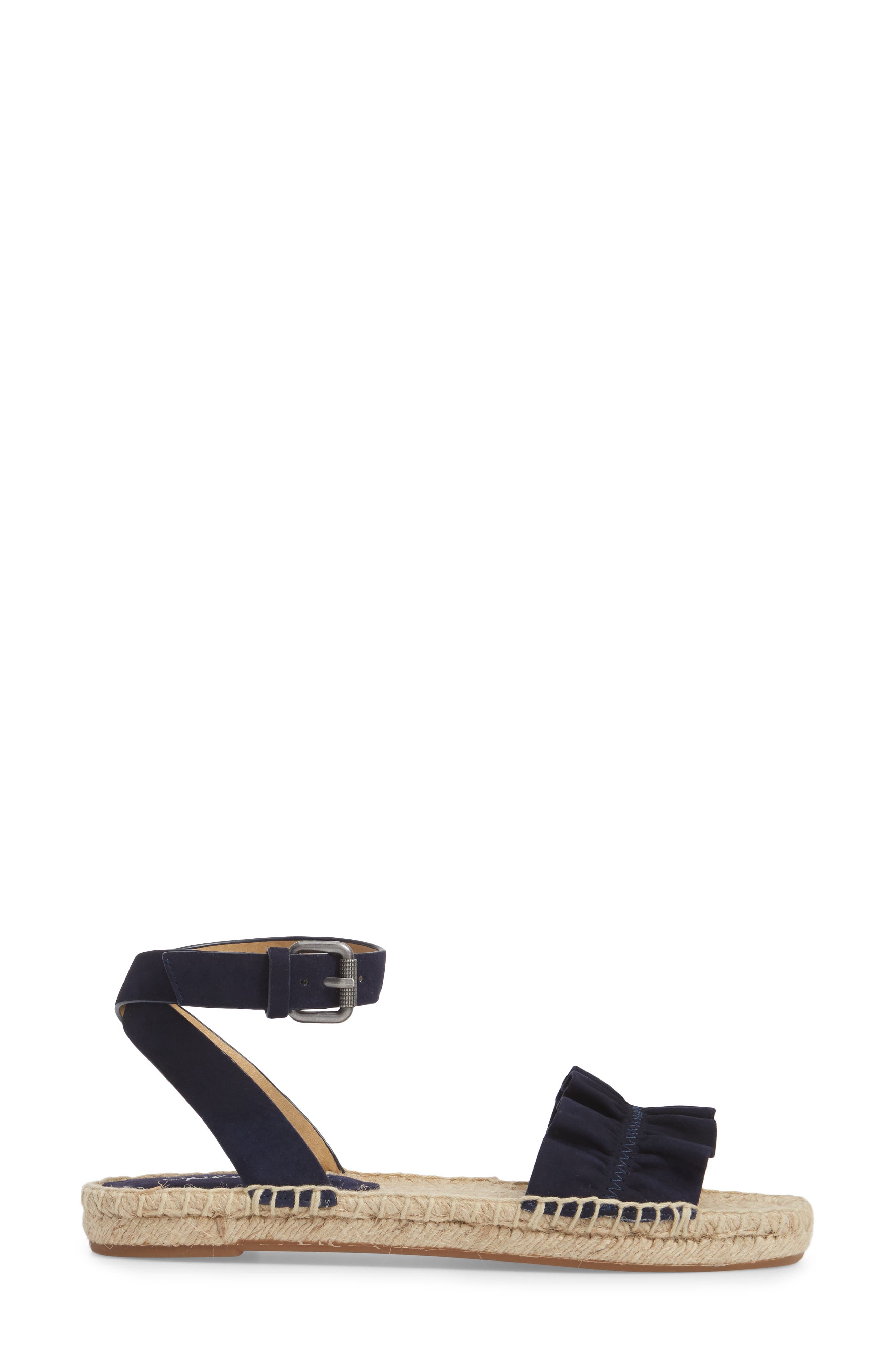 Becca Ruffled Espadrille Sandal, Alternate, color, NAVY SUEDE