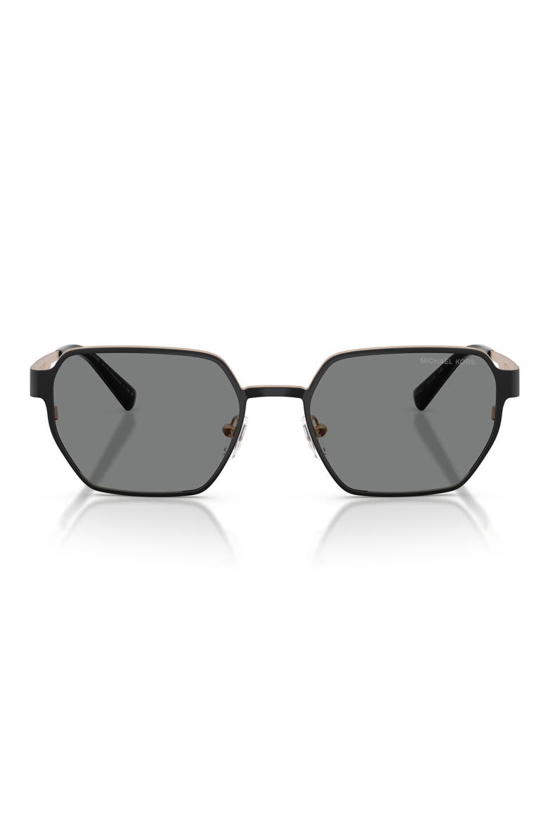 Madagascar 55mm Irregular Sunglasses, Main, color, BLACK MATTE / DARK GREY MONO