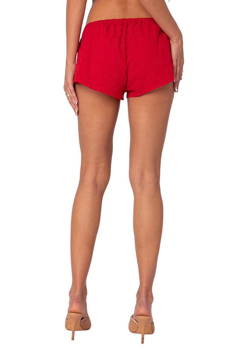 Cayenne Eyelet Embroidery Cotton Shorts, Alternate, color, RED
