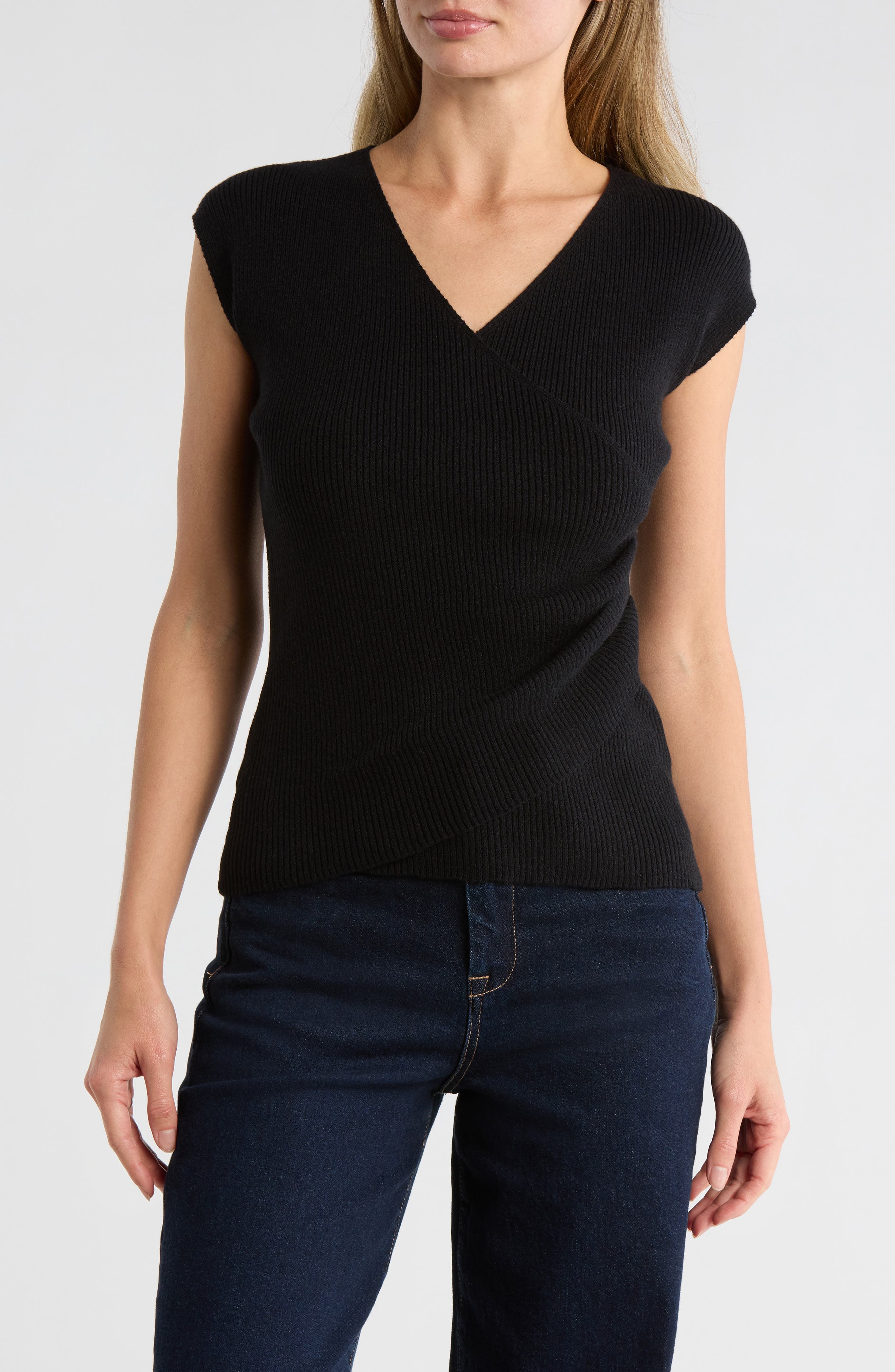 MAX STUDIO Cap Sleeve Wrap Sweater