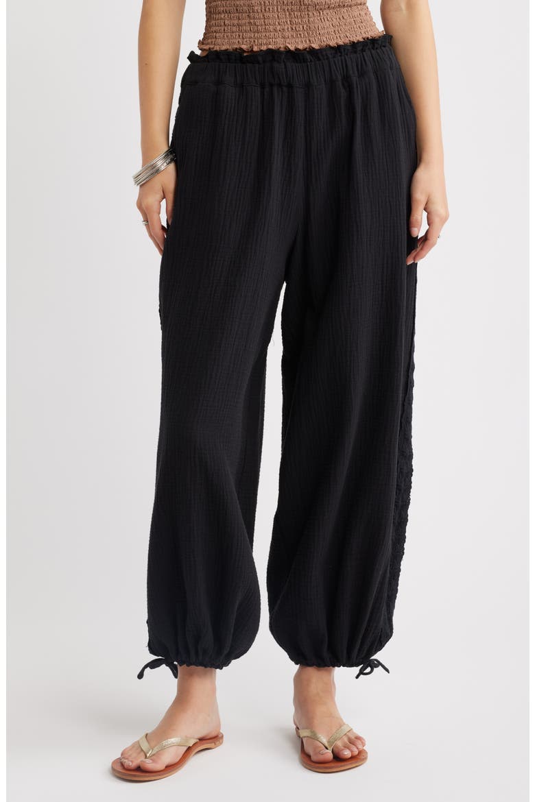 Cotton Gauze Bloomer Pants, Main, color, BLACK