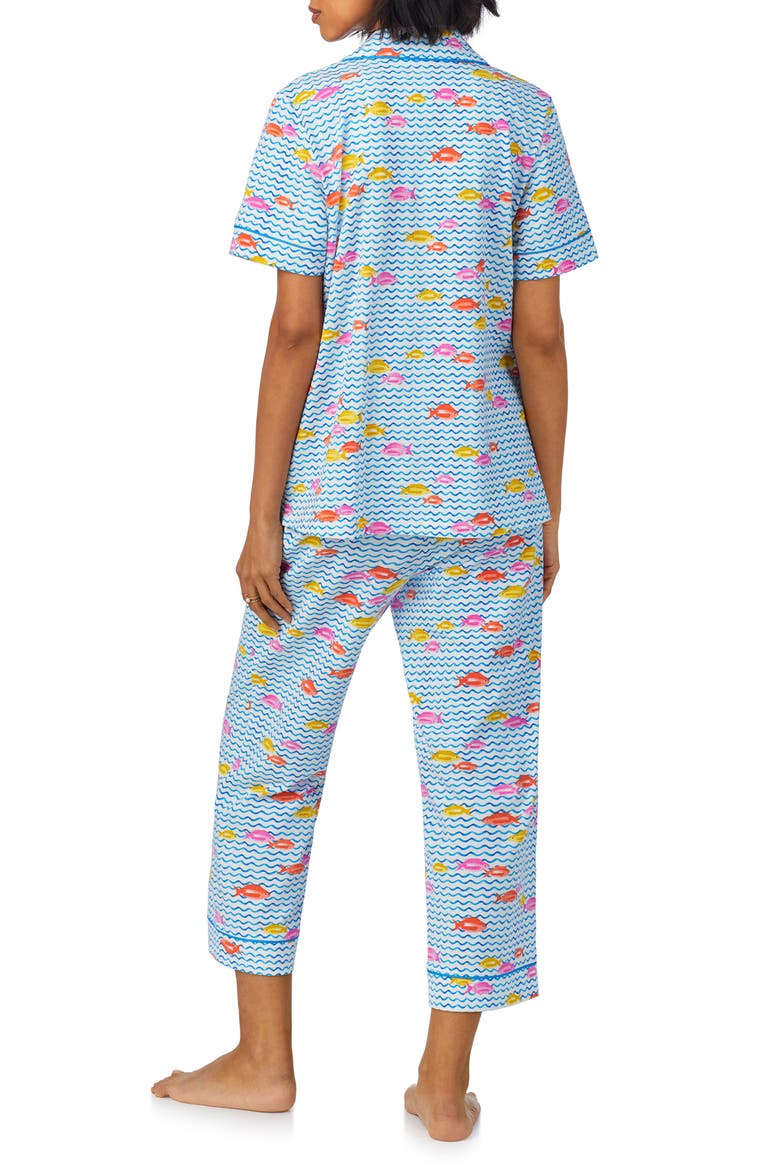 Print Crop Stretch Jersey Pajamas, Alternate, color, MARINA GRANDE