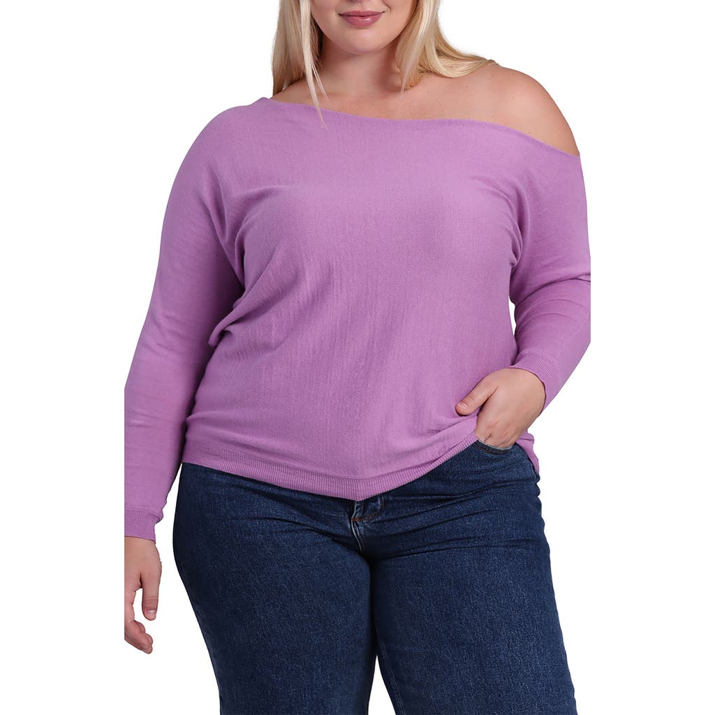 Minnie Rose One-shoulder Cotton & Cashmere Sweater In Purple Heart