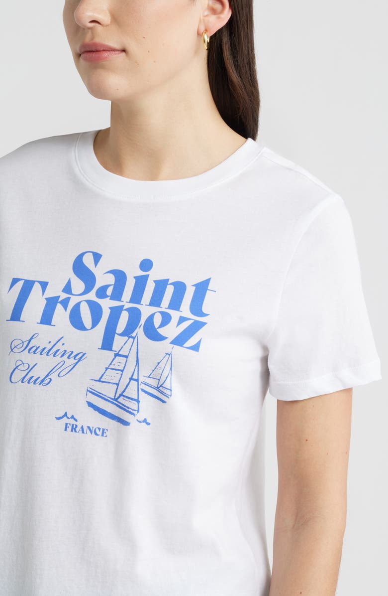 Caslon<sup>®</sup> Saint Tropez Cotton Graphic T-Shirt, Alternate, color, White Sailboat Tropez