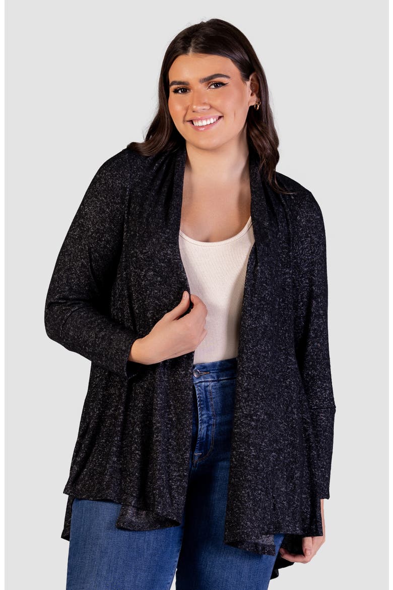Open Front Waterfall Cardigan, Alternate, color, BLACK