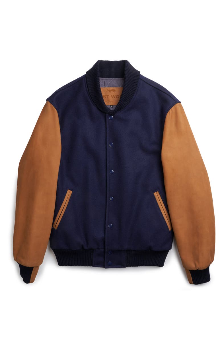 Last Wolf BAKER MOUNT VARSITY JACKE, Main, color, Navy