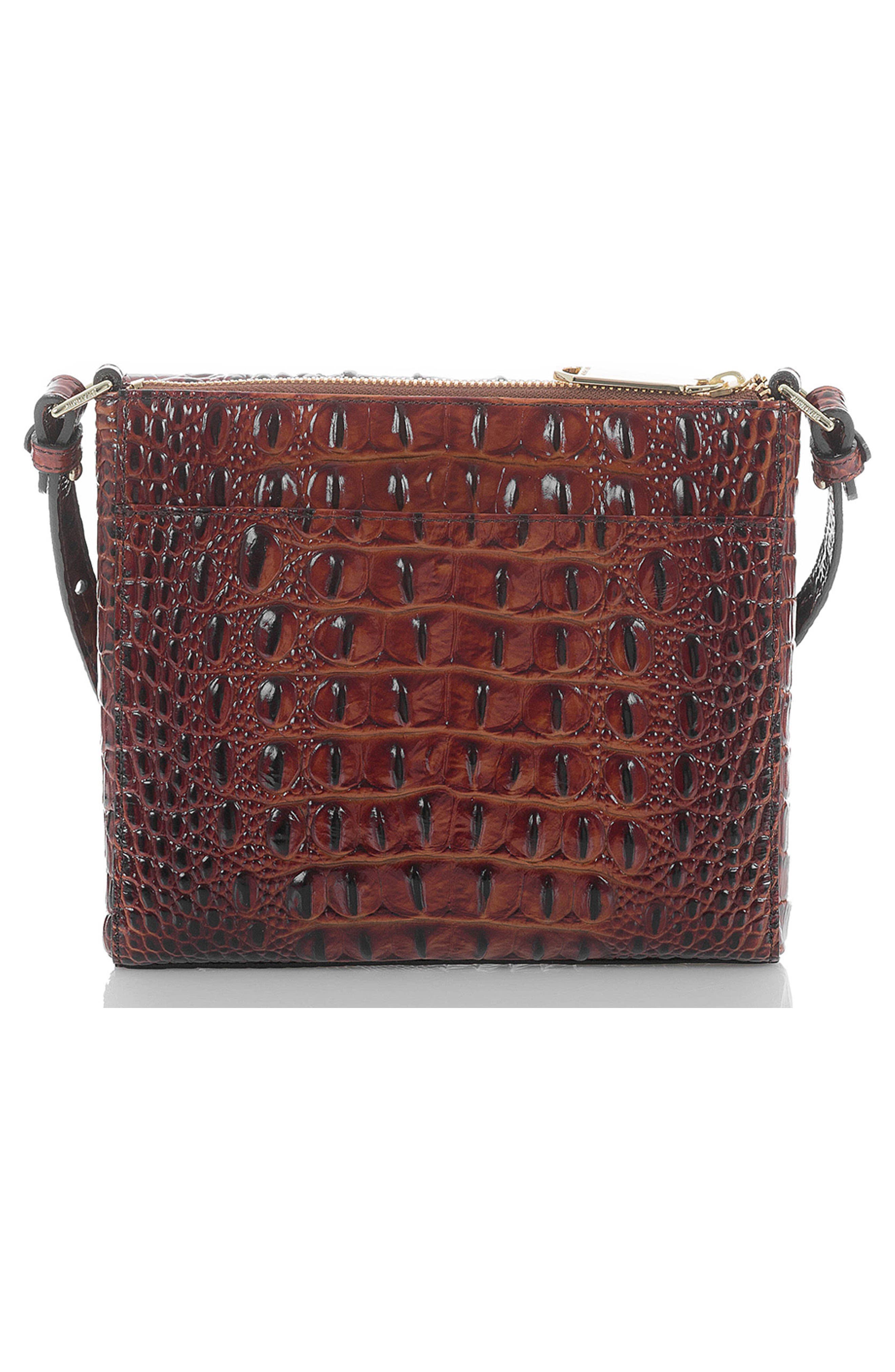 Melbourne Manhattan Croc Embossed Leather Crossbody Bag, Alternate, color, PECAN