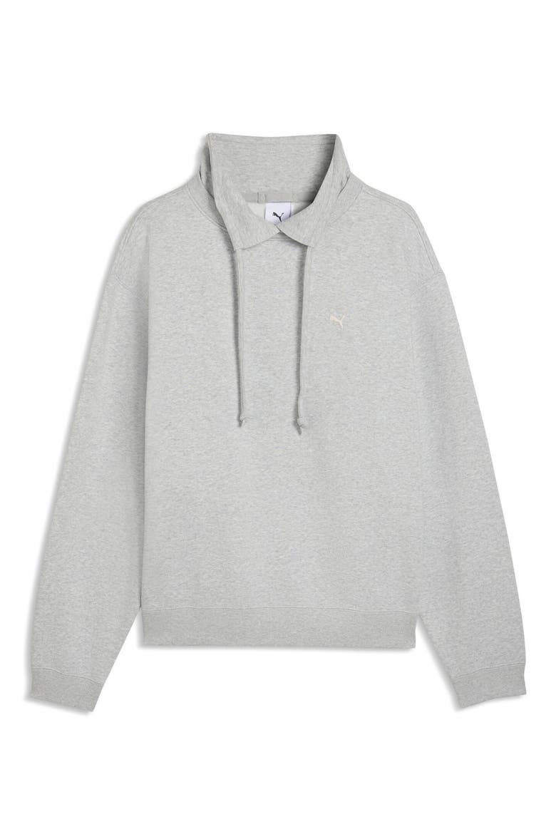 Select Essentials French Terry Polo Sweatshirt, Alternate, color, LIGHT GRAY HEATHER