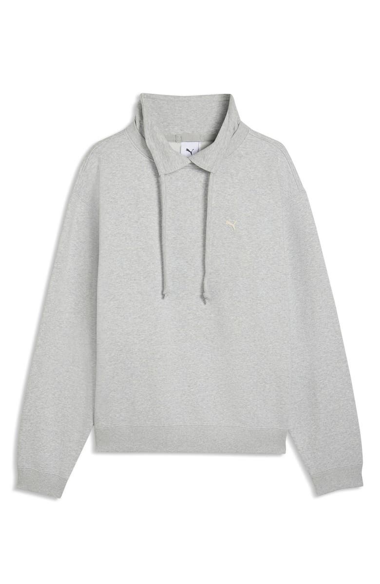 PUMA Select Essentials French Terry Polo Sweatshirt, Alternate, color, Light Gray Heather