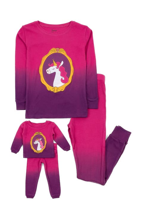 Girls Matching Doll Printed Cotton Pajamas, Fantasy & Character Prints (Toddler, Little Kid & Big Kid)