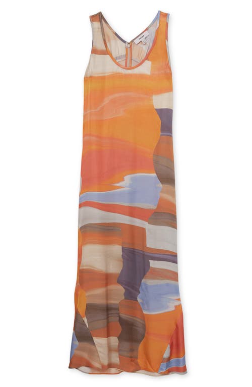 Reiss Coral Sunset Print Sleeveless Slip Dress