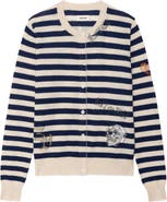 Zadig & Voltaire Missya Embellished Stripe Cashmere Cardigan