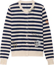 Zadig & Voltaire Missya Embellished Stripe Cashmere Cardigan