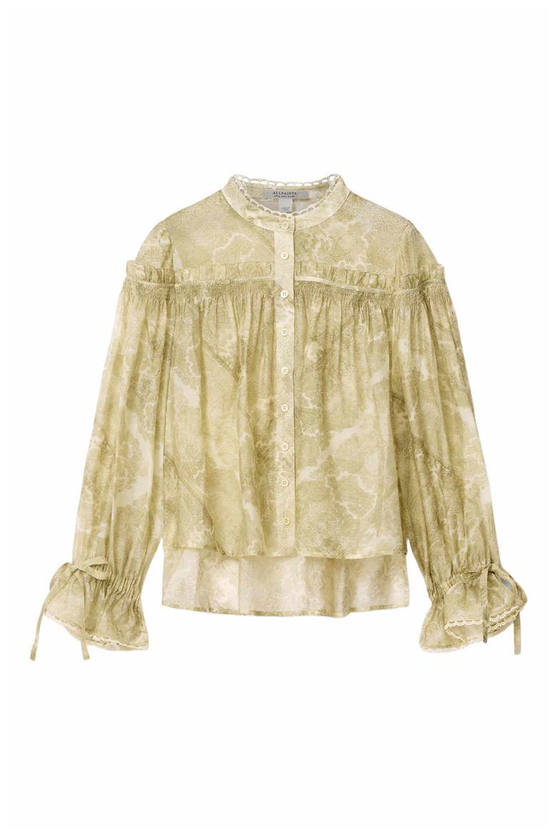 Delphine Paisley Button-Up Shirt, Alternate, color, JOANNE GOLD GREEN
