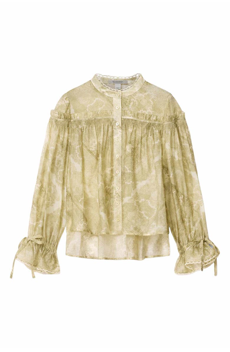 AllSaints Delphine Paisley Button-Up Shirt, Alternate, color, Joanne Gold Green