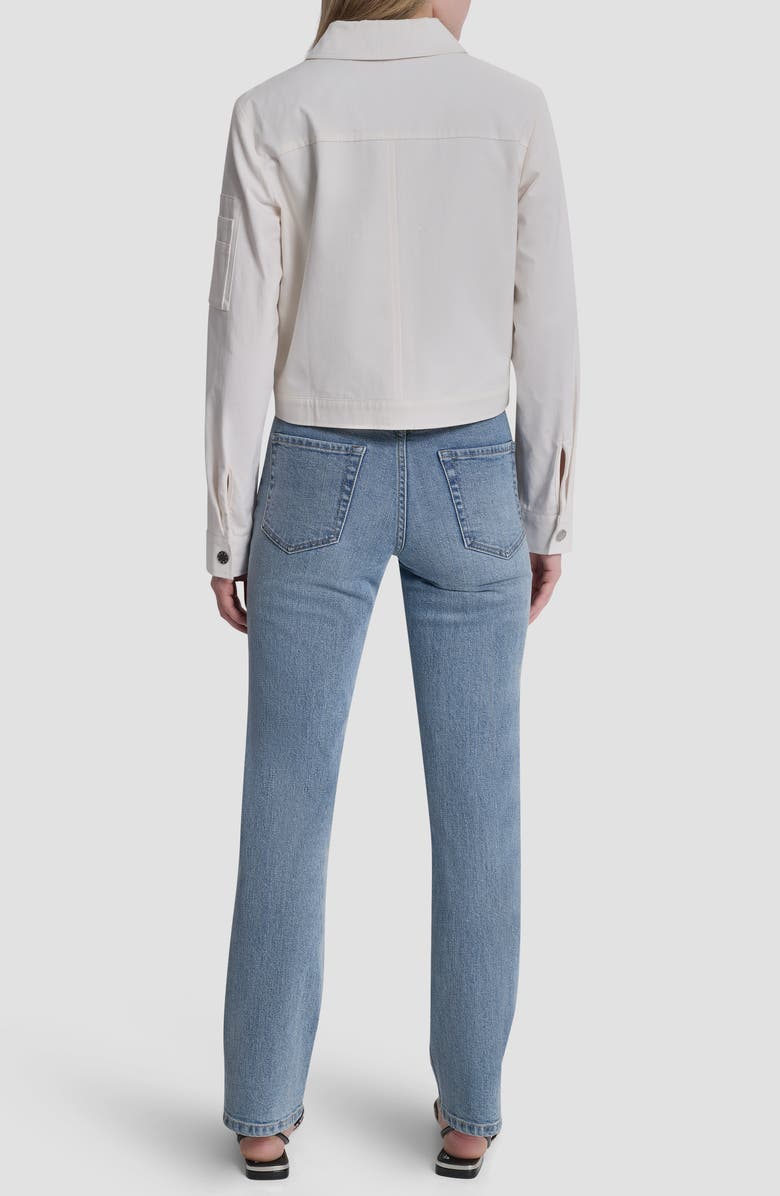 DKNY Twill Trucker Jacket, Alternate, color, Ivory