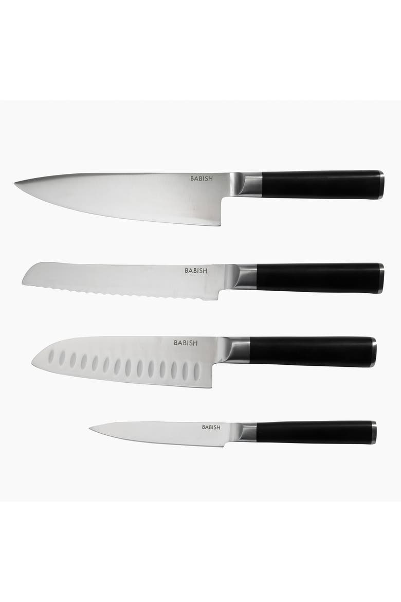 5-Piece German Steel Forged Knife Block Set with Magnetic Holder, Alternate, color, Stainless Steel