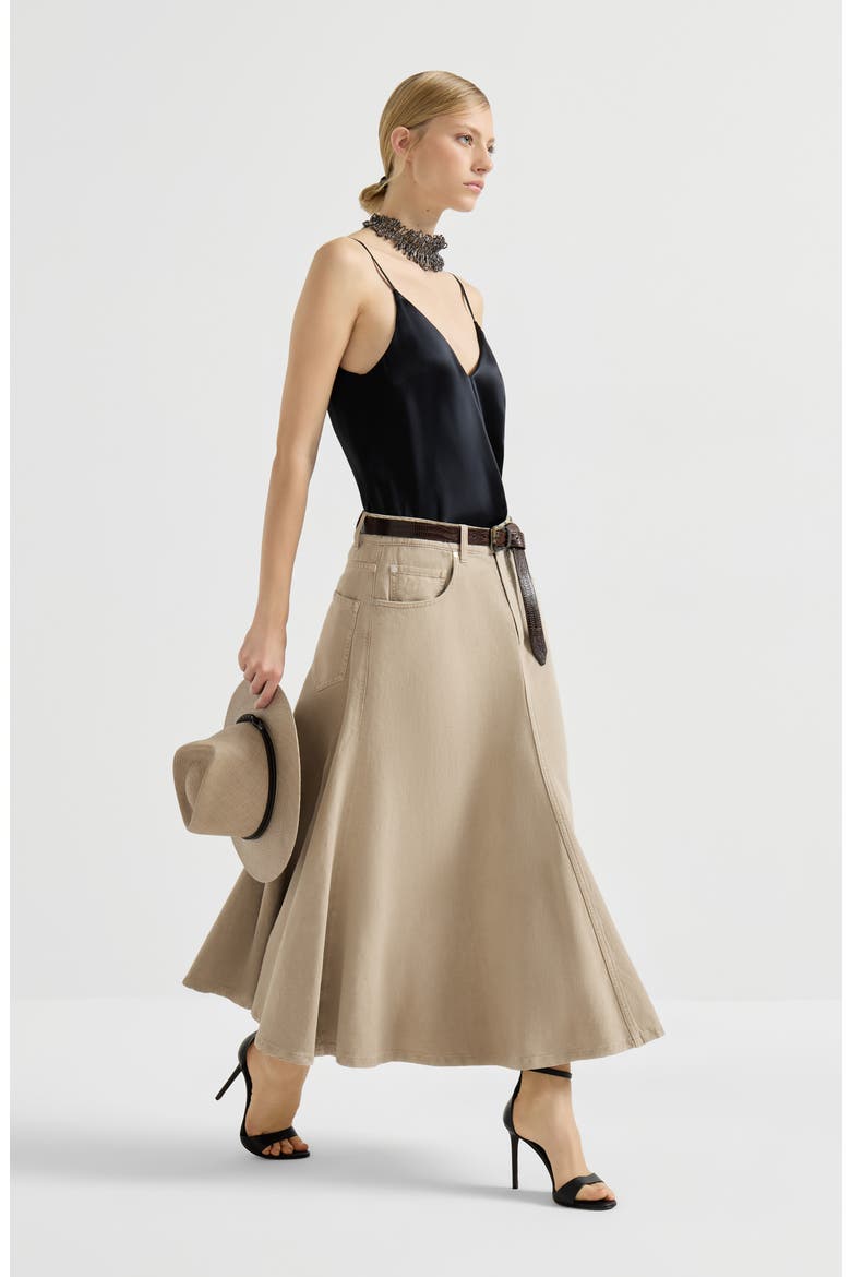 Five-pocket flared skirt, Alternate, color, Beige