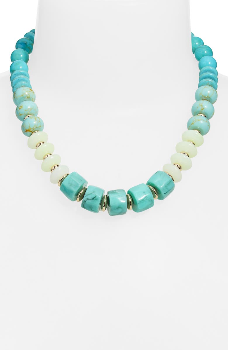 Nordstrom Mixed Beaded Necklace, Alternate, color, Turquoise Multi- Gold