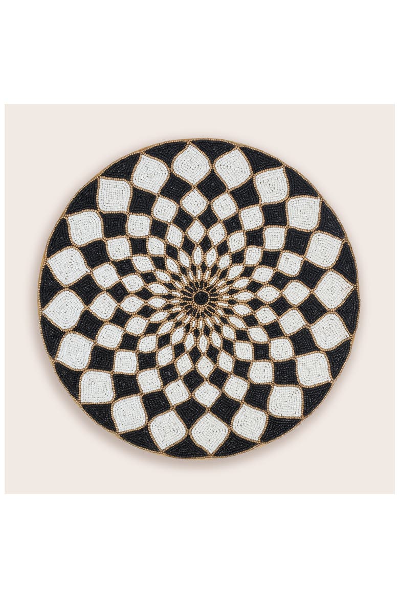 Victoria Beaded Placemat, Alternate, color, BLACK/ IVORY