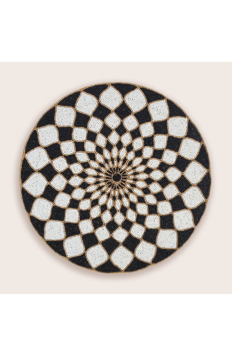 Tiramisu Victoria Beaded Placemat, Alternate, color, Black/ Ivory