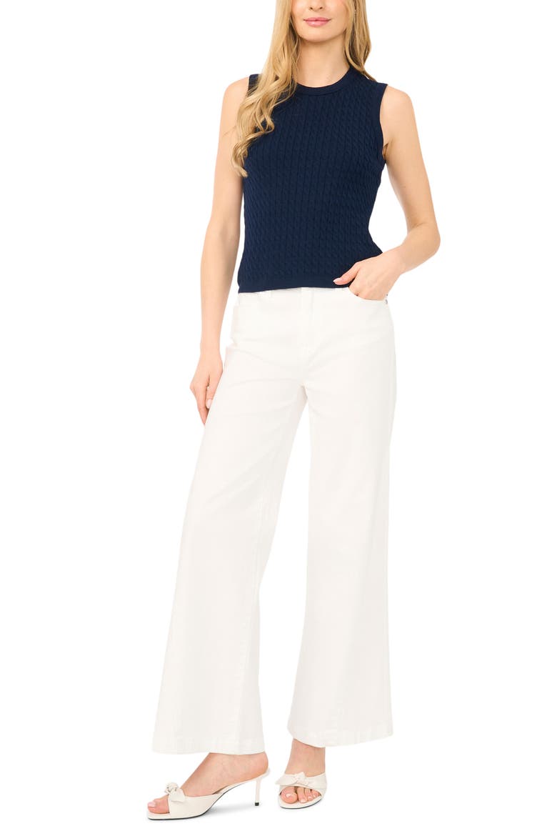 Cable Stitch Cotton Sweater Tank, Alternate, color, CLASSIC NAVY