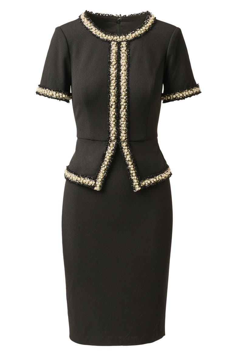 Crepe Sheath Dress, Alternate, color, BLACK