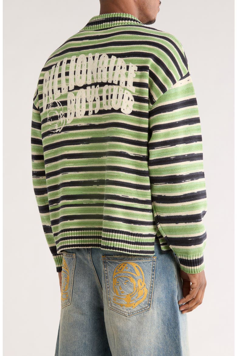Curve Stripe Cotton Quarter Zip Graphic Sweater, Alternate, color, BLACK