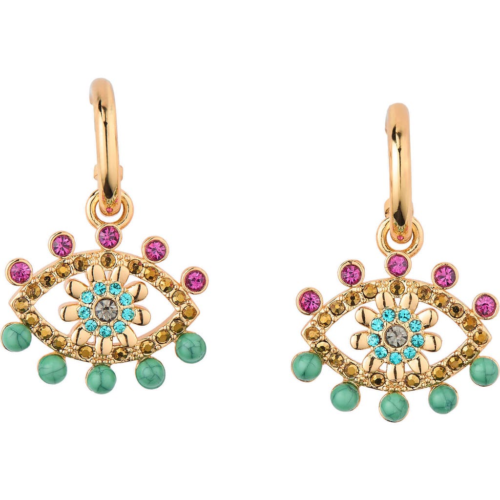 Kurt Geiger London Beaded Evil Eye Drop Huggie Earrings In Multi