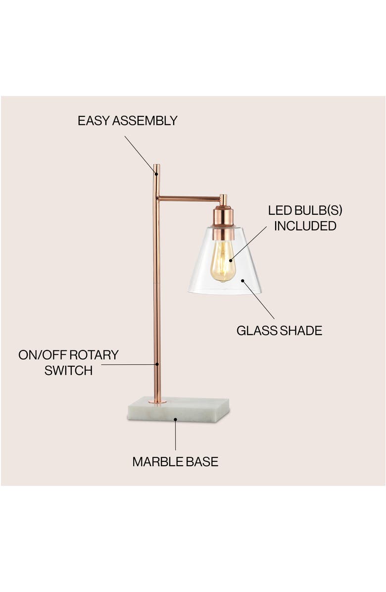 JONATHAN Y Lorena 22.25" Modern Glam Metal/Marble LED Table Lamp, Copper, Alternate, color, Copper